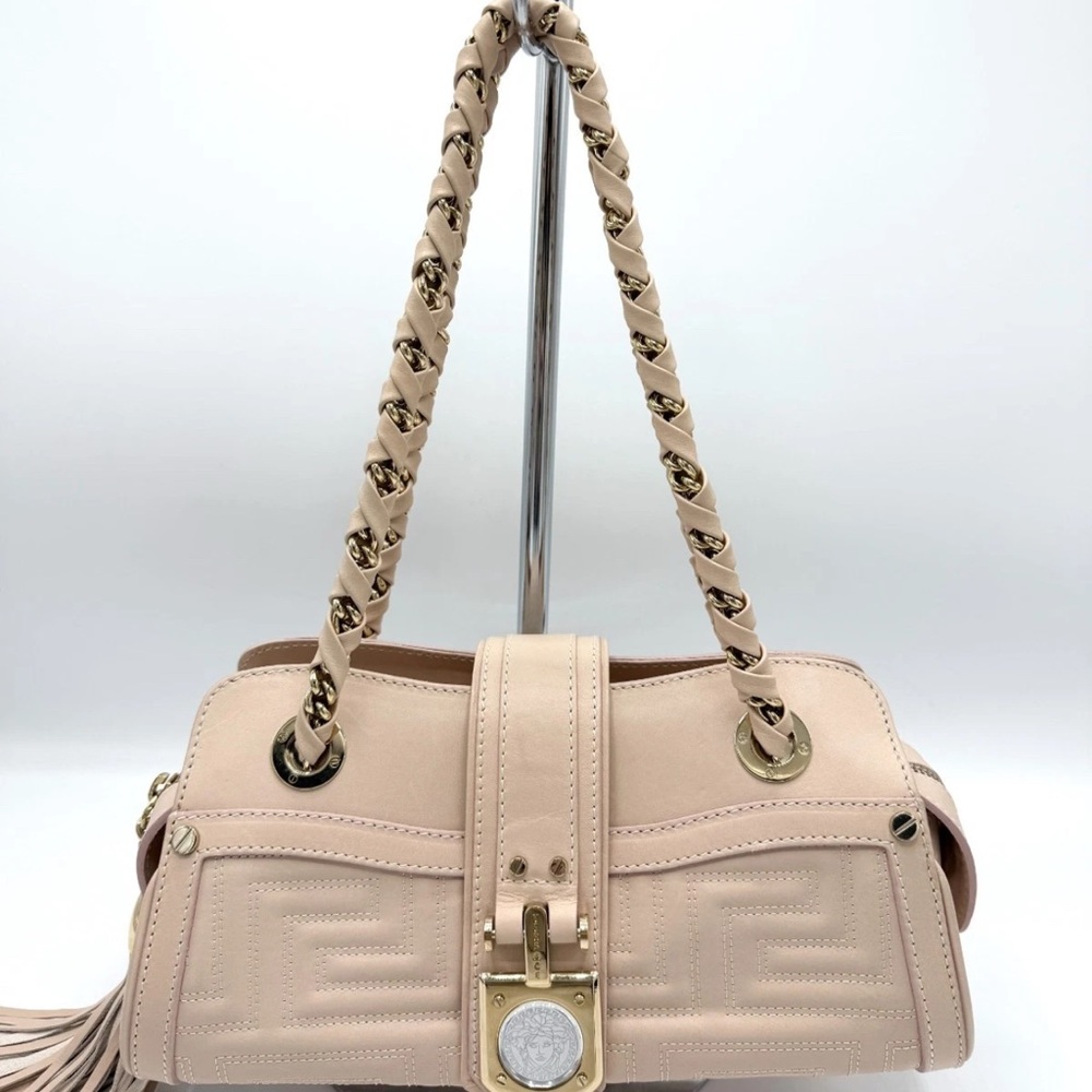 Gianni Versace Vintage Leather Medusa Tassel Chain Shoulder Bag